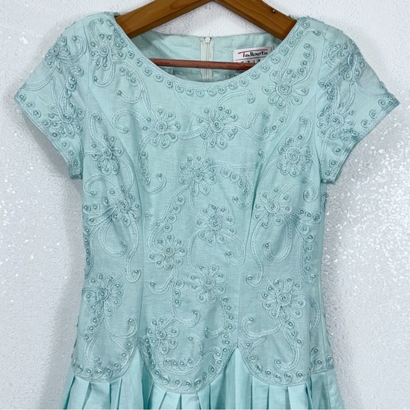 Talbots Light Blue dress Lined blend with pearl details size 4 petite - Picture 7 of 8